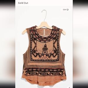 NWOT Free People Bohemian Sleeveless Top - Brown